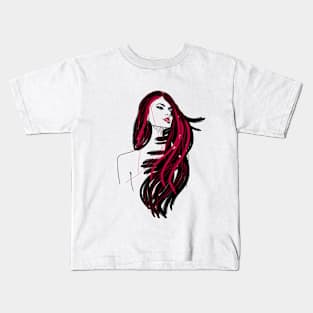 Stylish girl with pink hair Kids T-Shirt